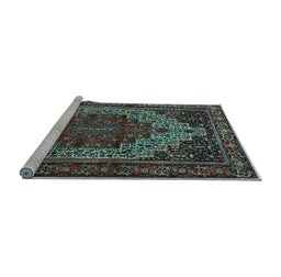 Sideview of Machine Washable Persian Light Blue Traditional Rug, wshtr1942lblu