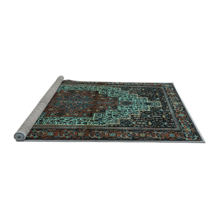 Sideview of Machine Washable Persian Light Blue Traditional Rug, wshtr1942lblu