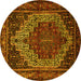 Round Machine Washable Persian Yellow Traditional Rug, wshtr1942yw