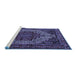 Sideview of Machine Washable Persian Blue Traditional Rug, wshtr1942blu