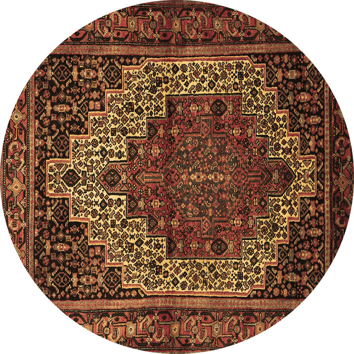 Round Persian Brown Traditional Rug, tr1942brn