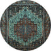 Round Machine Washable Persian Light Blue Traditional Rug, wshtr1942lblu