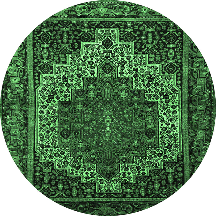 Round Persian Emerald Green Traditional Rug, tr1942emgrn