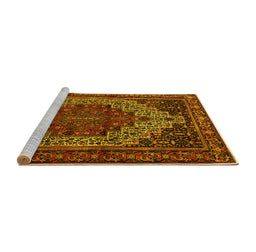 Sideview of Machine Washable Persian Yellow Traditional Rug, wshtr1942yw