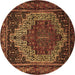 Round Machine Washable Persian Brown Traditional Rug, wshtr1942brn