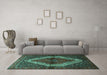 Machine Washable Persian Turquoise Traditional Area Rugs in a Living Room,, wshtr1943turq