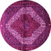 Round Machine Washable Persian Pink Traditional Rug, wshtr1943pnk