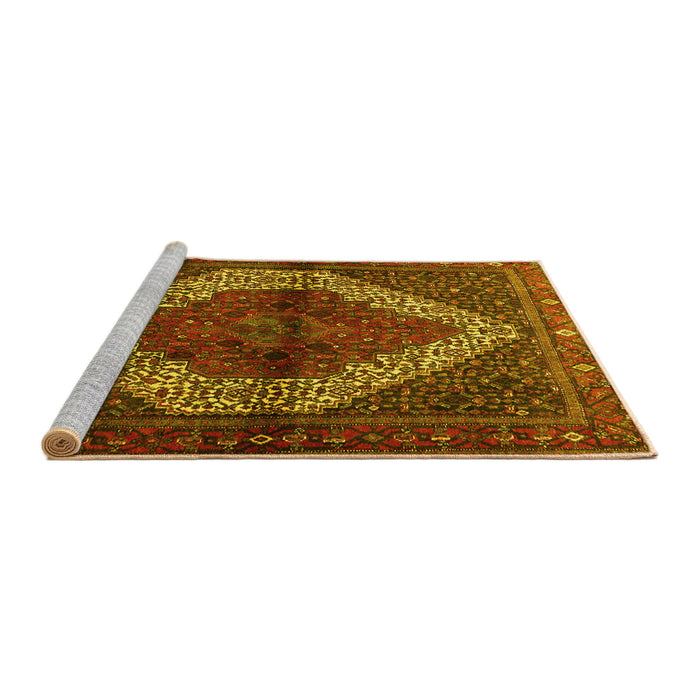 Sideview of Machine Washable Persian Yellow Traditional Rug, wshtr1943yw