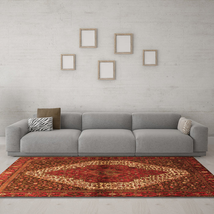Machine Washable Persian Orange Traditional Area Rugs in a Living Room, wshtr1943org