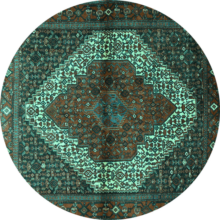 Round Persian Turquoise Traditional Rug, tr1943turq