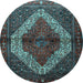 Round Persian Light Blue Traditional Rug, tr1943lblu