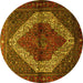 Round Persian Yellow Traditional Rug, tr1943yw