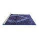 Sideview of Machine Washable Persian Blue Traditional Rug, wshtr1943blu