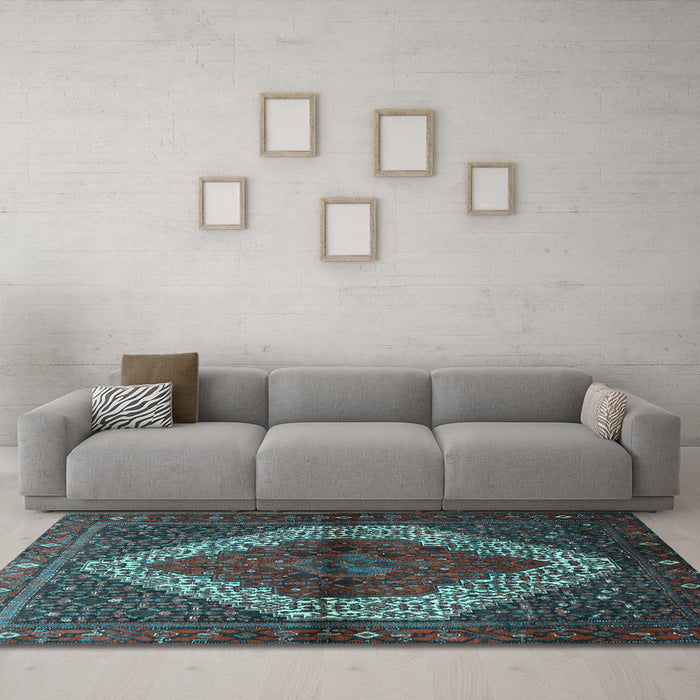 Machine Washable Persian Light Blue Traditional Rug in a Living Room, wshtr1943lblu