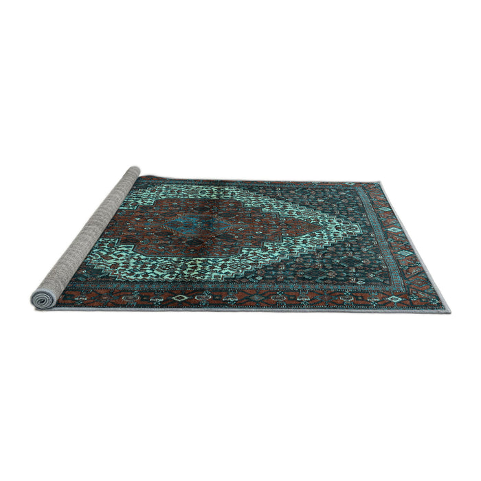 Sideview of Machine Washable Persian Light Blue Traditional Rug, wshtr1943lblu