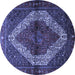 Round Machine Washable Persian Blue Traditional Rug, wshtr1943blu