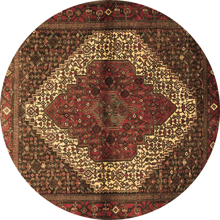 Round Persian Brown Traditional Rug, tr1943brn