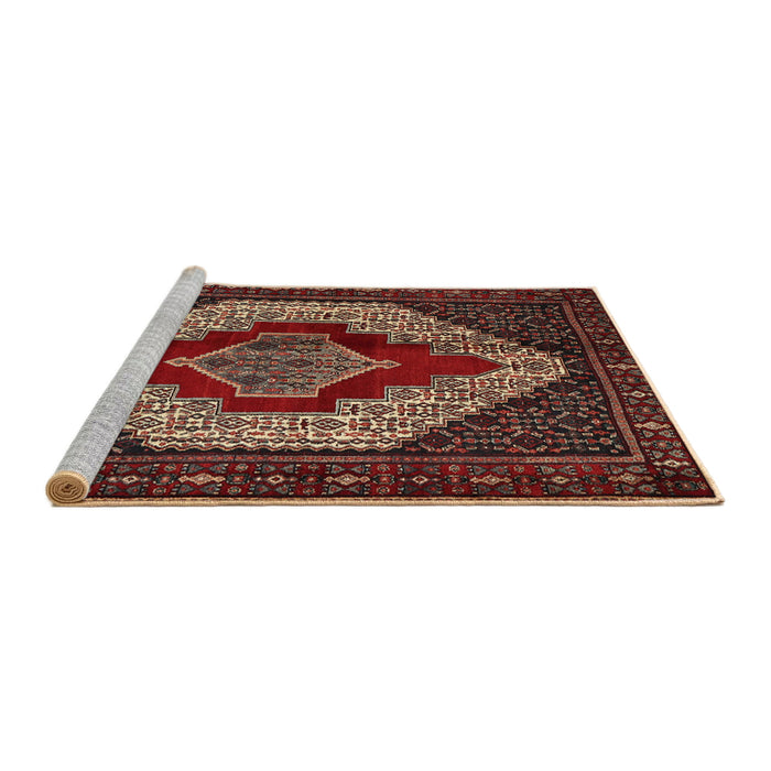 Sideview of Machine Washable Traditional Saffron Red Rug, wshtr1944
