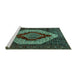 Sideview of Machine Washable Persian Turquoise Traditional Area Rugs, wshtr1944turq