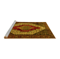Sideview of Machine Washable Persian Yellow Traditional Rug, wshtr1944yw