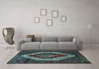 Machine Washable Persian Light Blue Traditional Rug, wshtr1944lblu