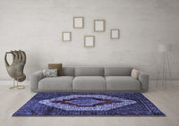 Machine Washable Persian Blue Traditional Rug, wshtr1944blu