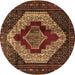 Round Persian Brown Traditional Rug, tr1944brn