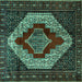 Square Machine Washable Persian Turquoise Traditional Area Rugs, wshtr1944turq