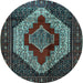 Round Persian Light Blue Traditional Rug, tr1944lblu