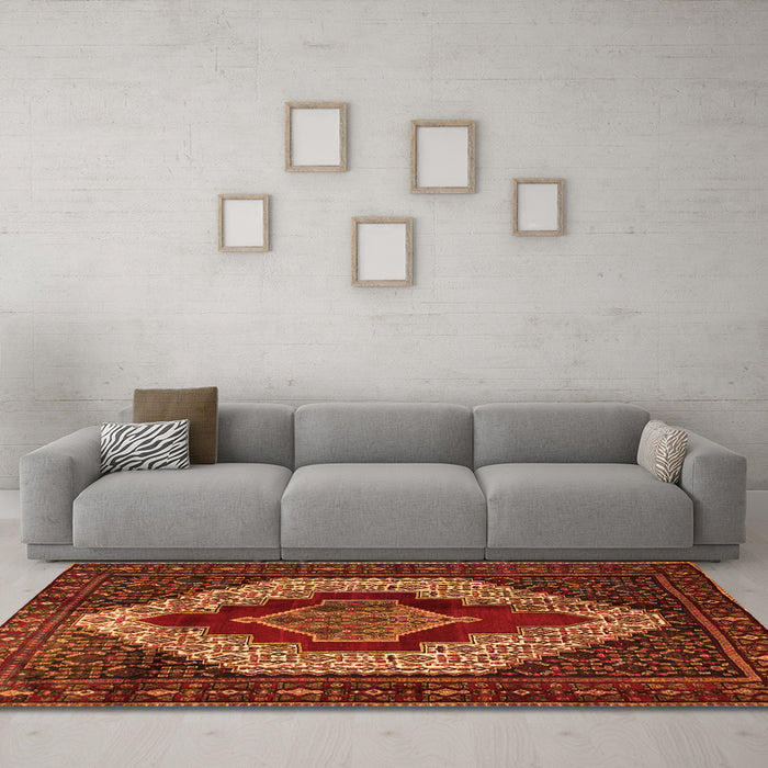 Machine Washable Persian Orange Traditional Area Rugs in a Living Room, wshtr1944org