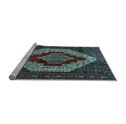 Sideview of Machine Washable Persian Light Blue Traditional Rug, wshtr1944lblu