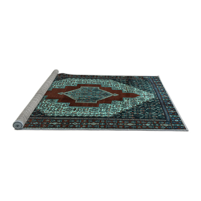 Sideview of Machine Washable Persian Light Blue Traditional Rug, wshtr1944lblu