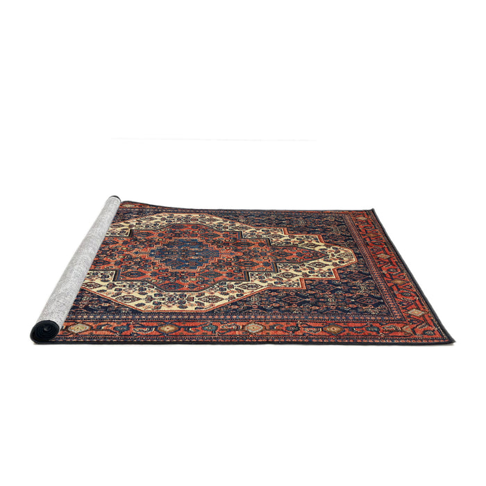 Sideview of Machine Washable Traditional Dark Almond Brown Rug, wshtr1945
