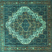 Square Machine Washable Persian Turquoise Traditional Area Rugs, wshtr1945turq