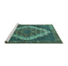 Sideview of Machine Washable Persian Turquoise Traditional Area Rugs, wshtr1945turq