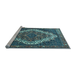 Sideview of Machine Washable Persian Light Blue Traditional Rug, wshtr1945lblu