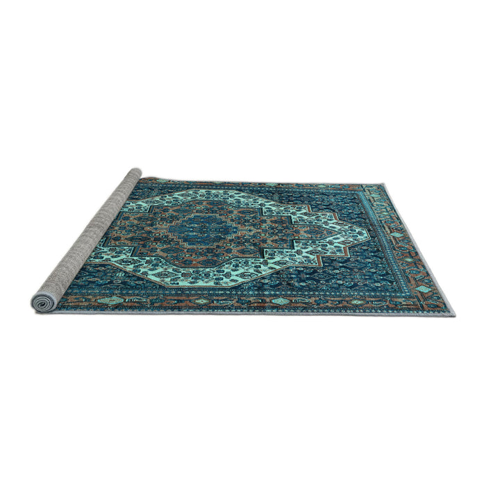Sideview of Machine Washable Persian Light Blue Traditional Rug, wshtr1945lblu