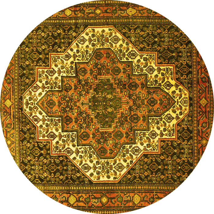 Round Persian Yellow Traditional Rug, tr1945yw