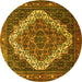 Round Machine Washable Persian Yellow Traditional Rug, wshtr1945yw