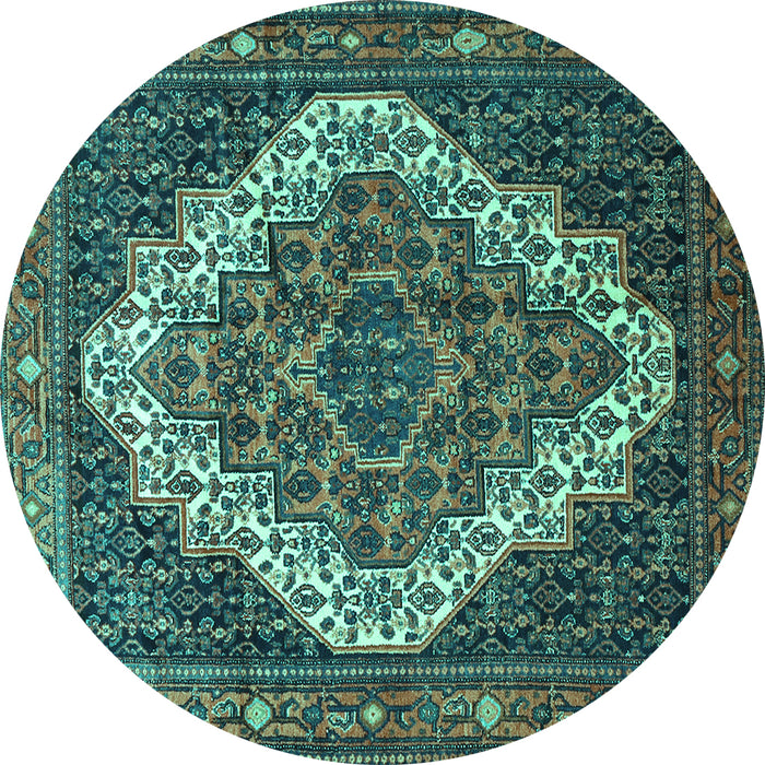 Round Persian Turquoise Traditional Rug, tr1945turq