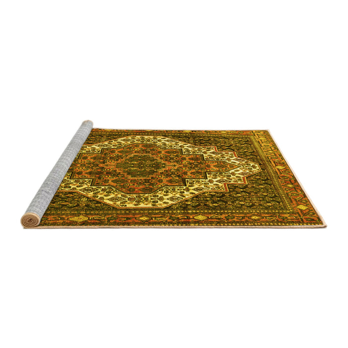 Sideview of Machine Washable Persian Yellow Traditional Rug, wshtr1945yw