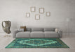 Machine Washable Persian Turquoise Traditional Area Rugs in a Living Room,, wshtr1945turq