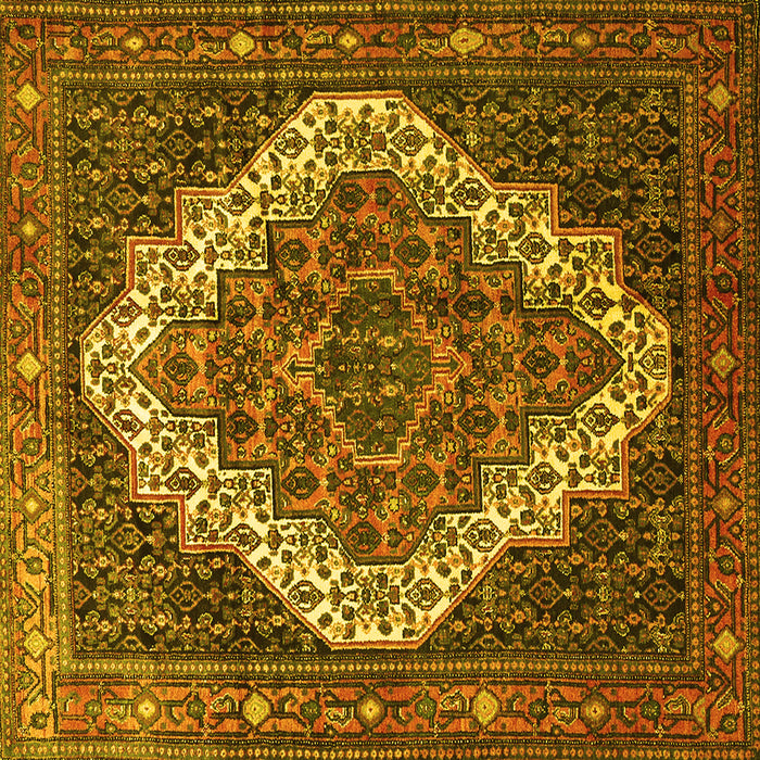 Square Machine Washable Persian Yellow Traditional Rug, wshtr1945yw