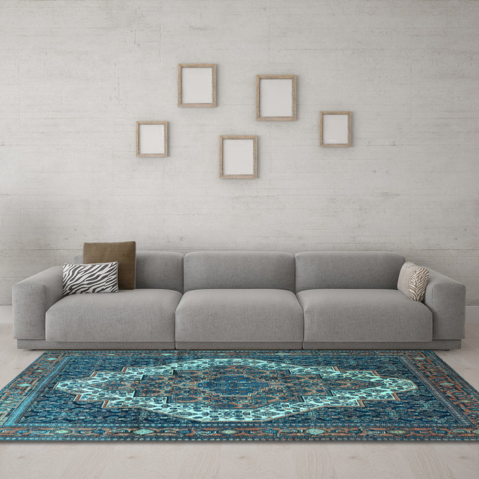 Machine Washable Persian Light Blue Traditional Rug in a Living Room, wshtr1945lblu