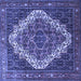 Square Machine Washable Persian Blue Traditional Rug, wshtr1945blu