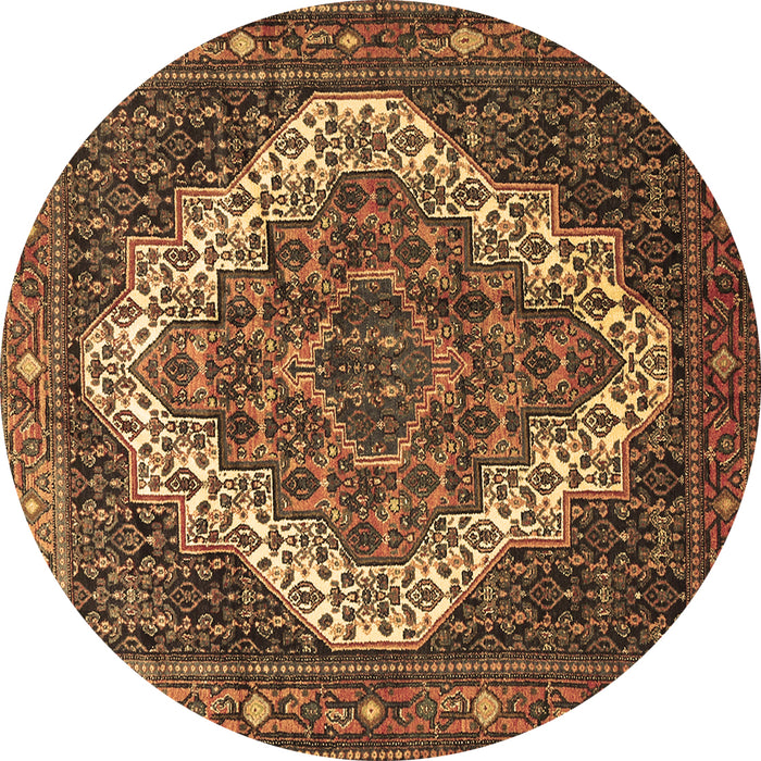 Round Machine Washable Persian Brown Traditional Rug, wshtr1945brn