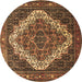 Round Machine Washable Persian Brown Traditional Rug, wshtr1945brn