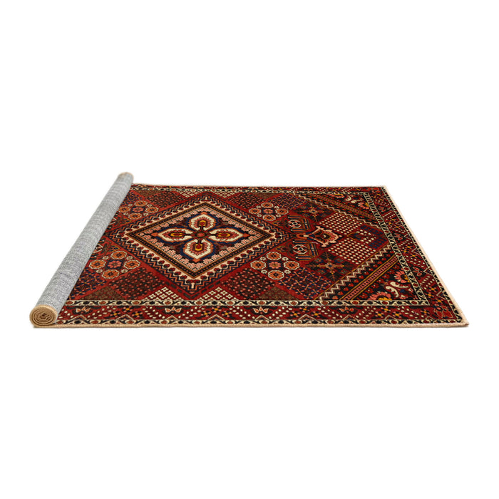 Sideview of Machine Washable Traditional Light Brown Rug, wshtr1946