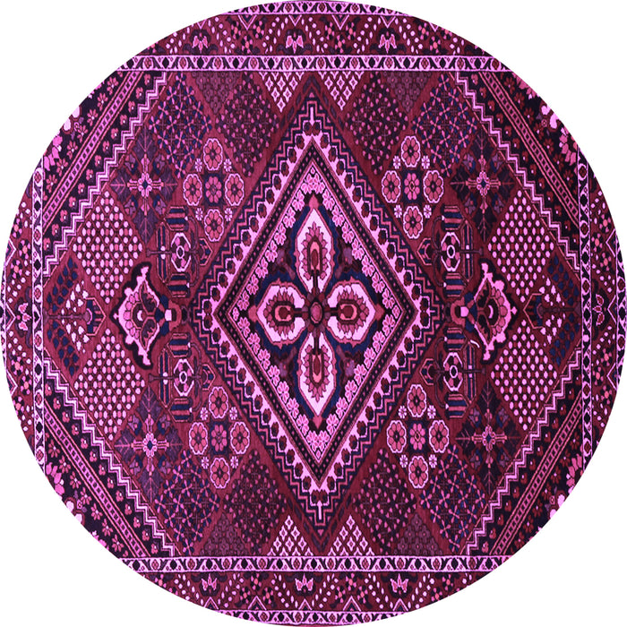 Round Persian Purple Traditional Rug, tr1946pur