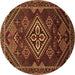 Round Machine Washable Persian Brown Traditional Rug, wshtr1946brn